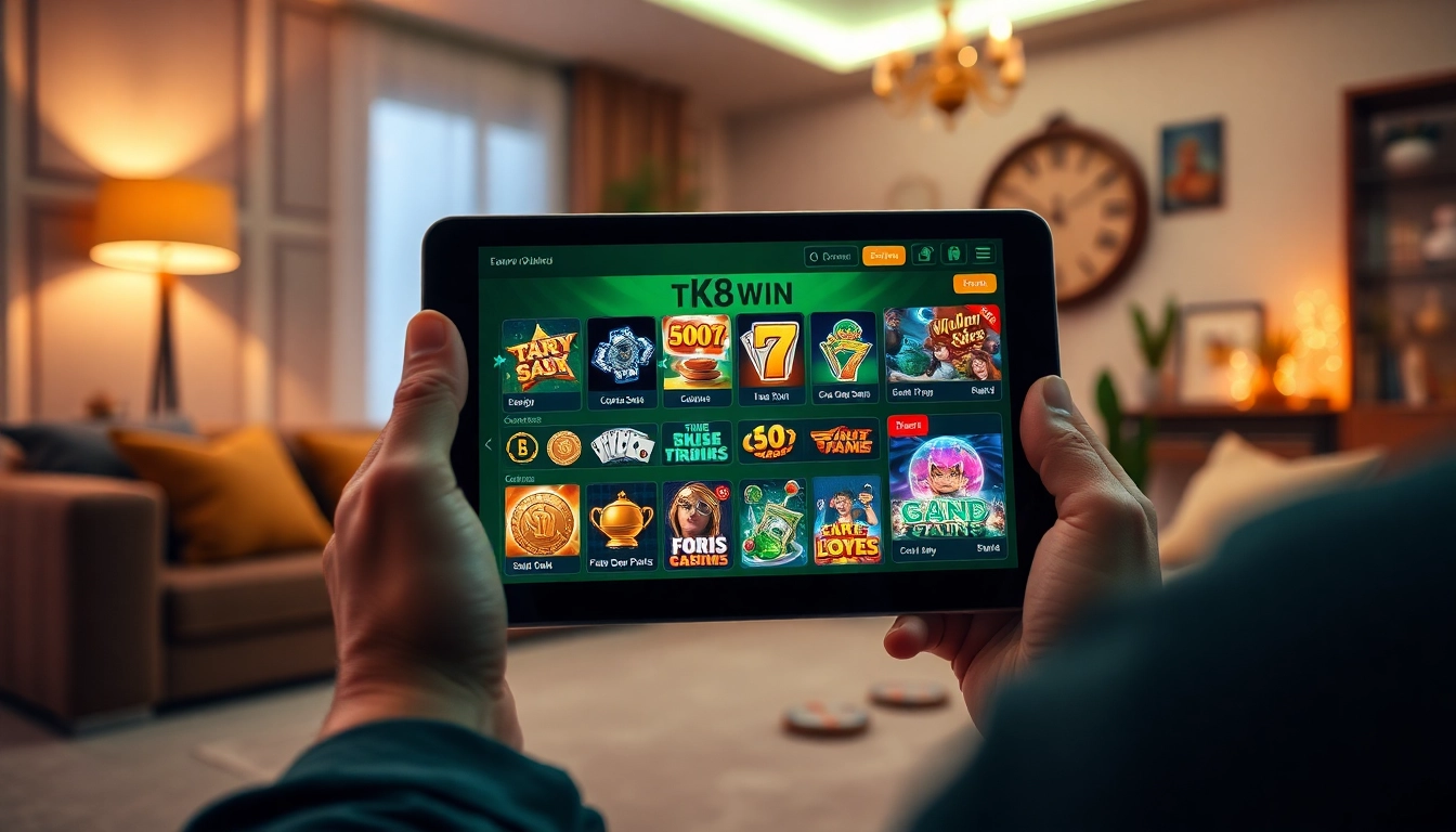 Engaging online gambling scene featuring tk88win.live interface with casino games.