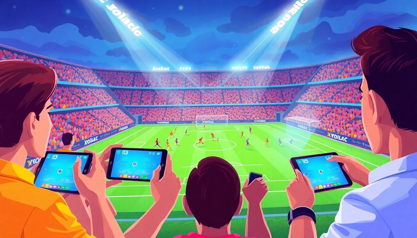 Experience the ultimate football streaming with joemadfan.com as fans cheer together in a dynamic stadium.