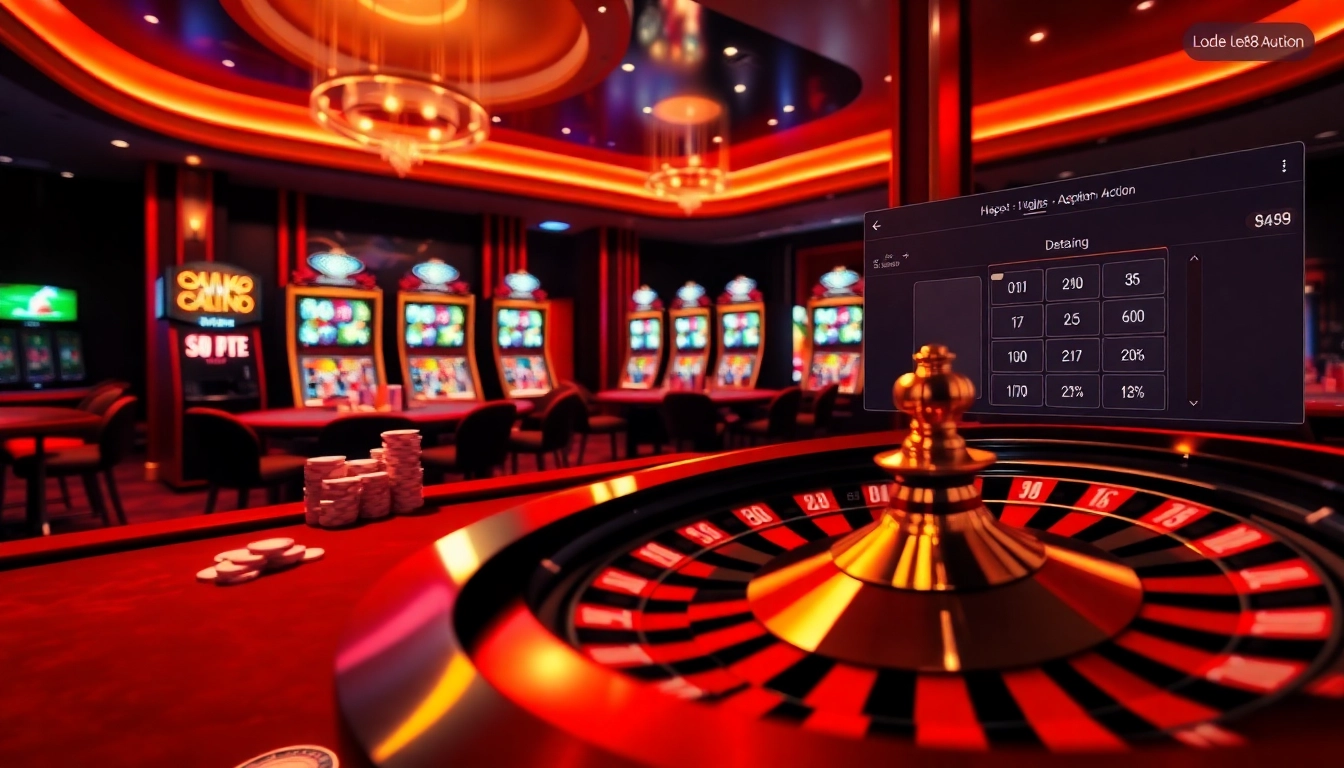 Engaging roulette wheel and luxurious casino elements showcase https://lode88.auction/ for online gambling excitement.