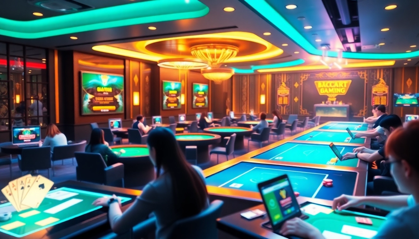 Engaging online gaming scene featuring card games on gamebaidoithuong.com.vc, showcasing a vibrant digital environment.